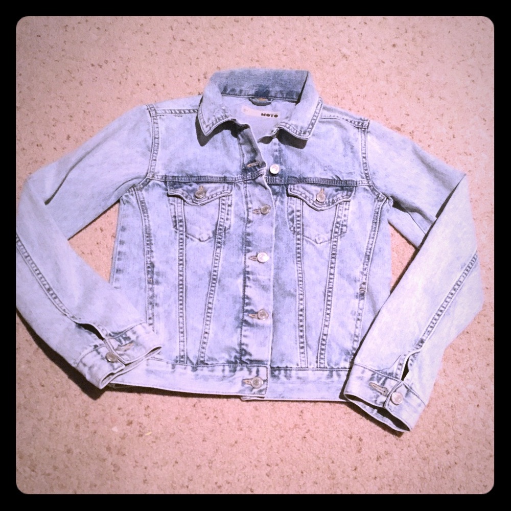 Topshop moto Jean jacket whitewashed size 2